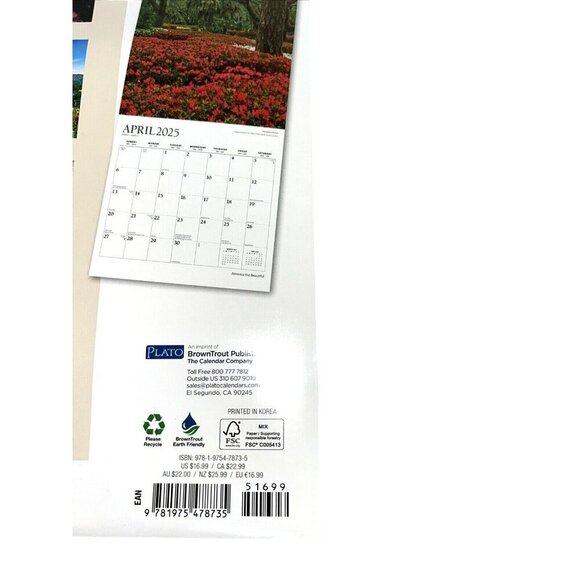 America the Beautiful 2025 12x12" Monthly Square Wall Calendar - Picture 5 of 5